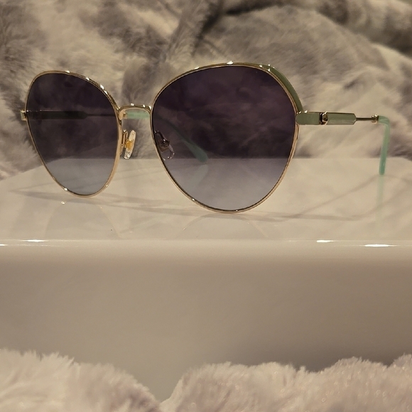 Kate Spade Green and Gold Round Octavia Sunglasses Brand New In Case